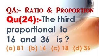 Q24  What is the third proportional to 16 and 36   Ratio and Proportion [upl. by Airdnoed]