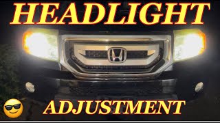 HONDA PILOT HEADLIGHT ADJUSTMENT  How to Adjust the Headlight Beam Up or Down [upl. by Aiehtela]