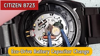 CITIZEN EcoDrive 8723 Battery Capacitor Change [upl. by Nylave]