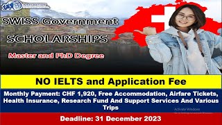 Swiss Government Scholarships 2024  Fully Funded Scholarship  How to Apply for Swiss Scholarships [upl. by Adiari838]