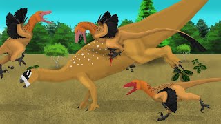 Deinonychus VS Old Tenontosaurus  Dinosaur Battle Animation  Pivot Animator [upl. by Ehudd]