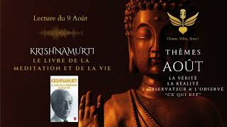 Le livre de la méditation et de la vie  KRISHNAMURTI  9 Août  livreaudio penséedujour [upl. by Petty629]