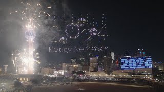 NEW YEARS Drone Show at Dallas Reunion Tower [upl. by Naujid]