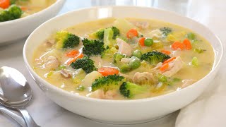 Creamy Chicken Soup with Vegetables  Hearty amp Nutritious Fall Recipes [upl. by Atinuaj]