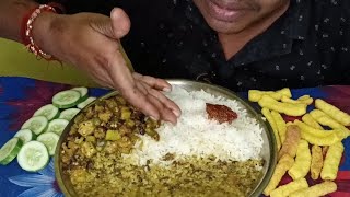 Eating Dal ChawalBhindi BhajiPapadSalad Bengali Food Eating Show [upl. by Memory263]