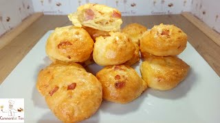 Gougères aux fromages et aux jambons  Recette de gougères facile [upl. by Alliuqal283]