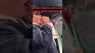 pirates bullpen catcher gives fan Upper Decky during game baseball mlb sports upperdeck [upl. by Yellas]