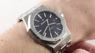 Audemars Piguet Royal Oak BLACK DIAL 15400STOO1220S Luxury Watch Review [upl. by Htur390]