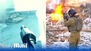 Israeli soldiers battle with Hamas RPG ambush squads in Gaza City [upl. by Oecam]