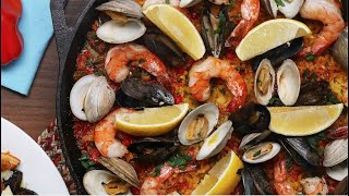 How To Make Delicious Seafood Paella Pescatarian [upl. by Drawe]