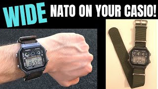 Put Your Casio Watch On A WIDE Nato Strap Will also work on AE1200WH  F91W etc [upl. by Bedell]