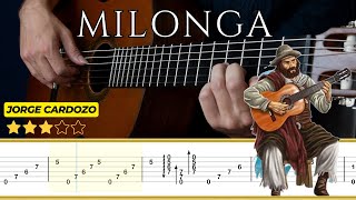 MILONGA 🎸 Jorge Cardoso  Tutorial para Guitarra Clásica  TABS [upl. by Edda]