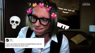 Best reactions of Jamie Campbell Bower reading thirsttweets while getting traumatized [upl. by Kara692]