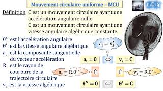 Mouvement circulaire uniforme  MCU [upl. by Erapsag]