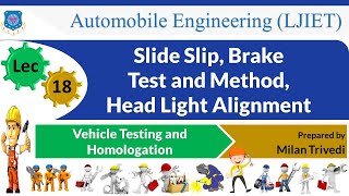 L 18 Slide Slip Brake Test  Head Light Alignment I Vehicle Testing and Homologation I Automobile [upl. by Elleneg]