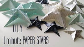 DIY One Minute Paper Star Christmas Ornaments [upl. by Tullius]