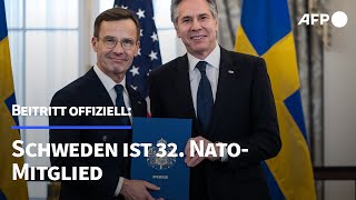 Schweden offiziell 32 Mitgliedsland der Nato  AFP [upl. by Noirb]