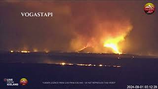 Iceland Volcano Early Morning Eruption amp Large Lava Flow Pt 2 010924 [upl. by Rosenkrantz]