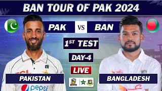 PAKISTAN vs BANGLADESH 1st TEST DAY 4 LIVE COMMENTARY  PAK vs BAN TEST MATCH LIVE 2024  SESSION 1 [upl. by Adliw]