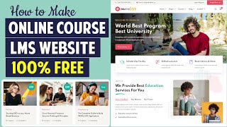 How to Make FREE Online Course LMS Educational Website like Udemy with WordPress 2024  Tutor LMS [upl. by Anavi801]