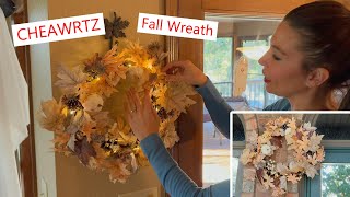 CHEAWRTZ Fall Wreath with lights cute decor for the season falldecor fallwreath autumnfoliage [upl. by Donelle]