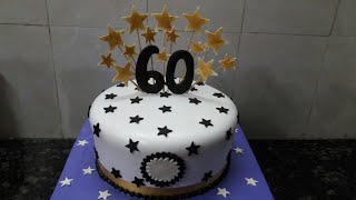 60th Birthday cake Decorating Simple and Easy Birthday Cake [upl. by Antin404]