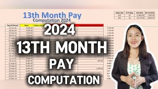 ✅13TH MONTH PAY COMPUTATION 2024  PAANO MAG COMPUTE NG 13TH MONTH PAY [upl. by Lorie710]