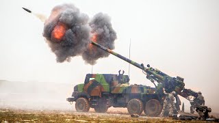 French Army CAESAR 155mm SelfPropelled Howitzer [upl. by Notaes107]