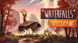 Waterfalls  SPEEDPAINT  Photoshop CC [upl. by Moyra241]