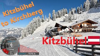 4K Skiing Kitzbühel KitzSki Crossing the Mountain to Kirchberg Fresh Snow Austria GoPro HERO11 [upl. by Leandro]