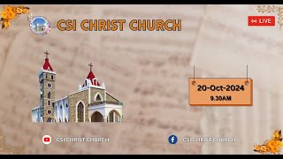 SUNDAY SERVICE 20OCT2024  CSI CHRIST CHURCH COIMBATORE [upl. by Ysirhc]