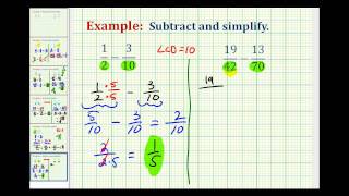 Example Subtract Fractions with Unlike Denominators [upl. by Htir]