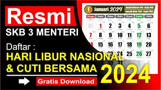 LIBUR NASIONAL DAN CUTI BERSAMA 2024  Kalender 2024 lengkap [upl. by Brnaby867]