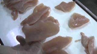 Jaccard Diagonal Slicer NYL160GS Slicing Fresh Chicken Breast [upl. by Ennoirb]