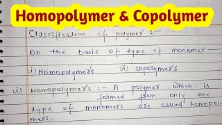 Homopolymer and copolymer polymer UNILCLASSES [upl. by Lyman713]