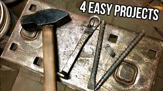 Blacksmithing Project Ideas How To Make 4 Beginner Blacksmithing Projects [upl. by Ingelbert]