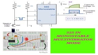 MONOSTABLE MODE USING 555 IC  HOW555TIMER WORKS IN MONOSTABLEMODE [upl. by Ultann]