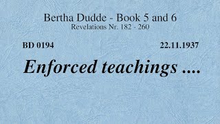 BD 0194  ENFORCED TEACHINGS [upl. by Etiragram]