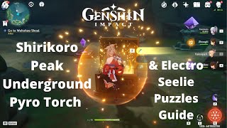 Shirikoro Peak Underground Pyro Torch amp Electro Seelie Puzzles Walkthrough  Genshin Impact [upl. by Tikna]