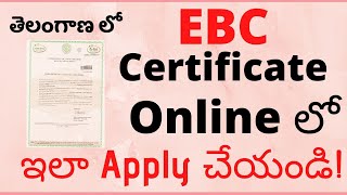 EBC Certificate in Telangana State  How to Apply For Economically Backward Class Certificate Online [upl. by Bailie994]