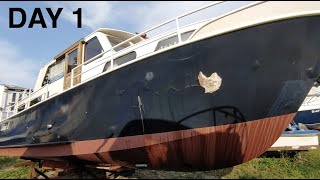 Cleaning the Bilge and Starting wih Interior Fixes  Day 1  Vintage Yacht Restoration Vlog [upl. by Eimmot]