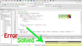 Fix Code Blocks Environment Error Cant find compiler executable in your configured search path [upl. by Gibeon]