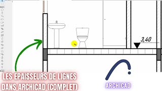 PARAMETRER ET ATTRIBUER DES EPAISSEURS DE LIGNES JEUX DE STYLOS DANS ARCHICAD COMPLET [upl. by Doti]