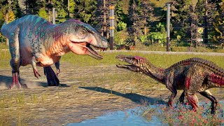 Dinosaur Battle Royale  Allosaurus vs Baryonyx Carnotaurus amp Other Dinosaurs Jurassic World Ev2 [upl. by Eeresed]