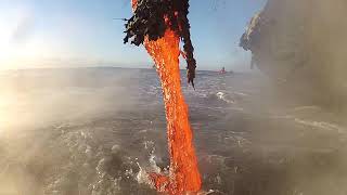 Amazing up close footage of Lava entering the ocean [upl. by Neibaf452]