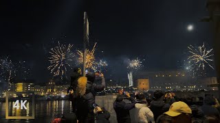 New Years eve 2024 in Stockholm Sweden  4K HDR With CountDown [upl. by Eitisahc]