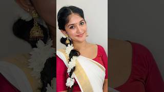 Quick hairstyle🌺♥️ Check out full video for more simple hairstyles onam hairstyle tutorial [upl. by Nasia]