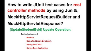 How to write Junit test case for Rest Controller update method by using Junit5 and Spring Boot Test [upl. by Michey669]