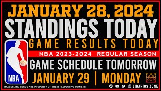 NBA STANDINGS TODAY as of JANUARY 28 2024  GAME RESULTS TODAY  GAMES TOMORROW  JAN 29  MONDAY [upl. by Bussy511]