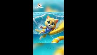 kittens bathing sea 🌊🐱 ai cat kitten cute funny [upl. by Galligan]